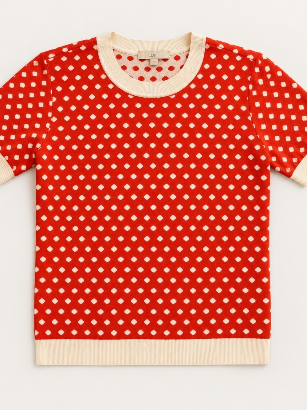Loft Orange Dotted Short-Sleeve Knit Top